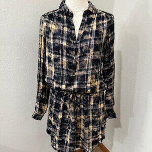Zadig & Voltaire Reiko Grunge plaid shirtdress skull details size medium